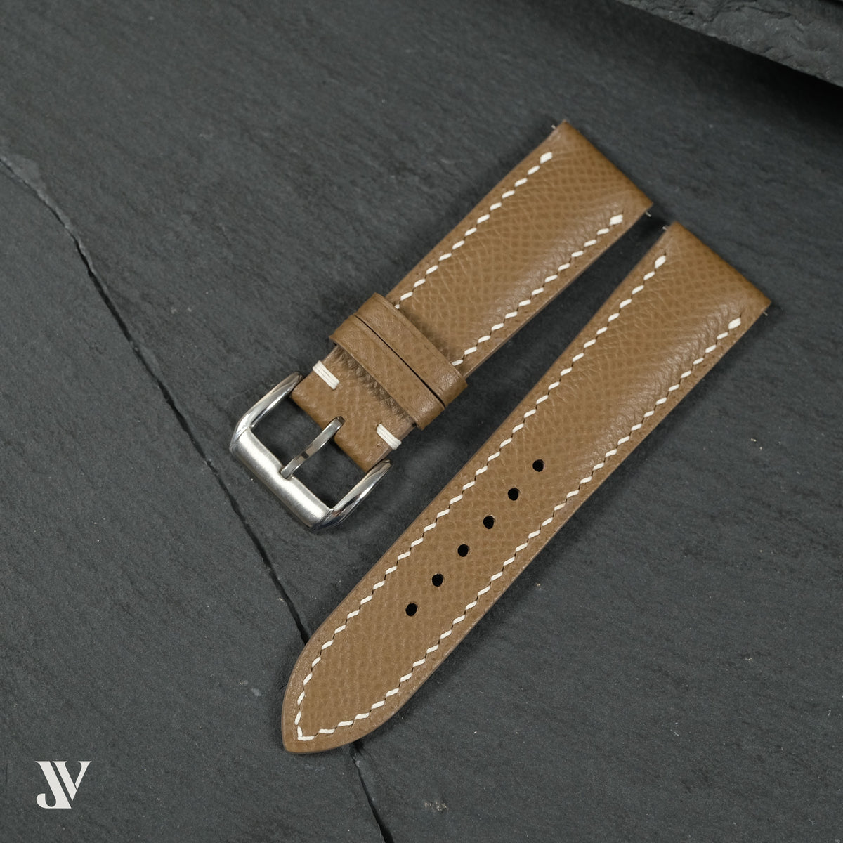 Taupe Epsom Classic Leather Watch Strap — original product photo