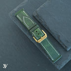 Dark Green Waxed Cowhide Leather Watch Strap — original product photo