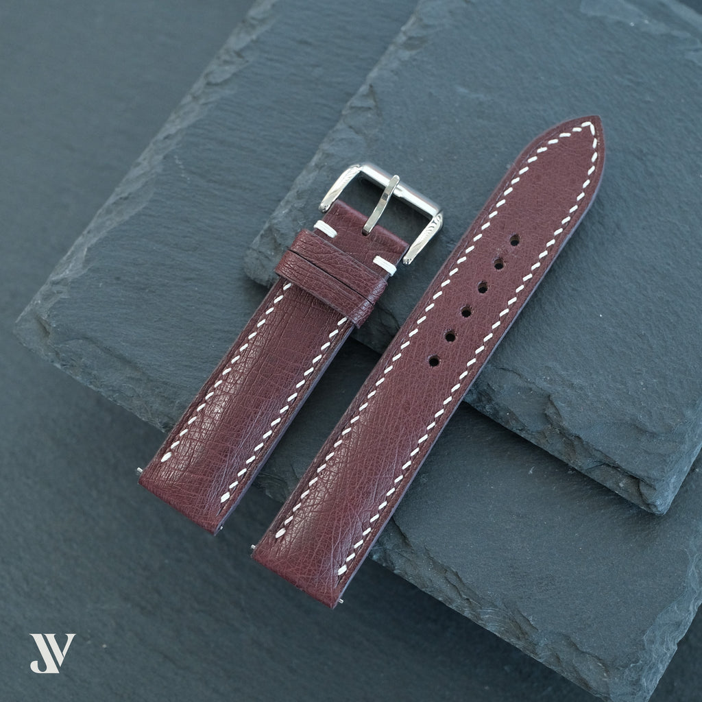 Burgundy Ostrich Leather Watch Strap — original product photo