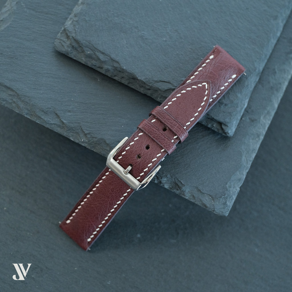 Burgundy Ostrich Leather Watch Strap — original product photo