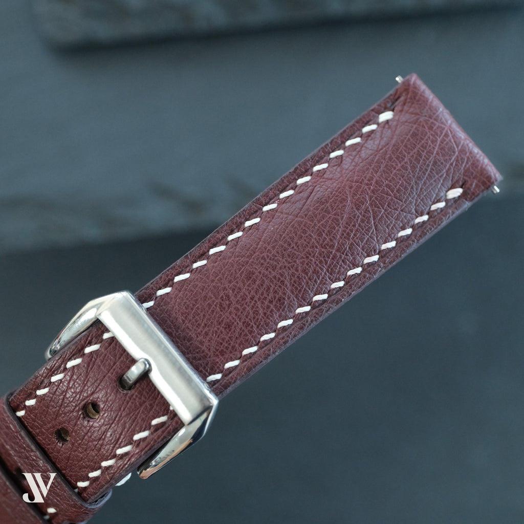 Burgundy Ostrich Leather Watch Strap — original product photo