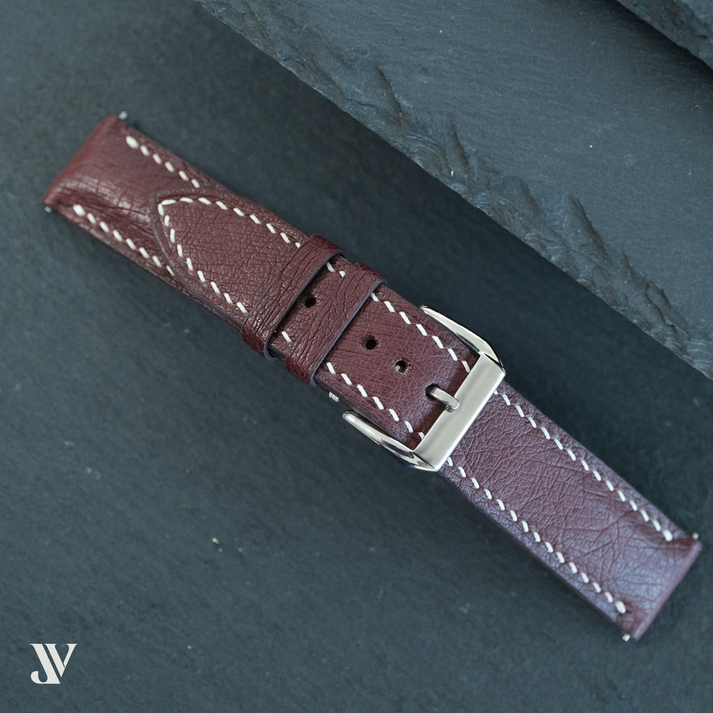 Burgundy Ostrich Leather Watch Strap — original product photo