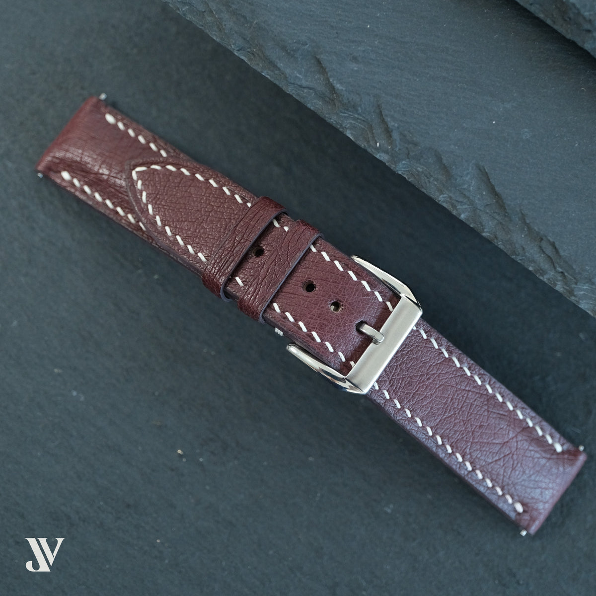 Burgundy Ostrich Leather Watch Strap — original product photo