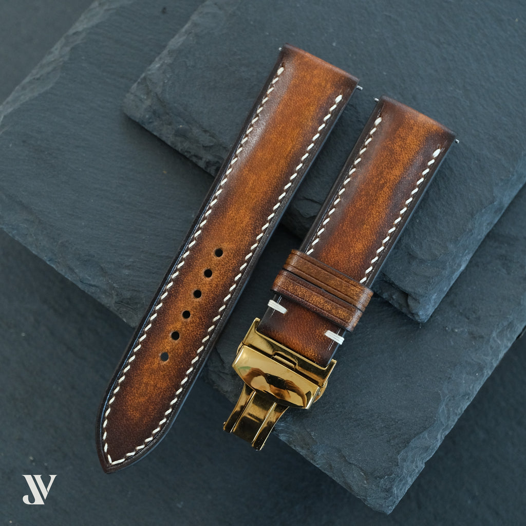 Patina Cognac Brown Vegetable-Tanned Leather Watch Strap — original product photo