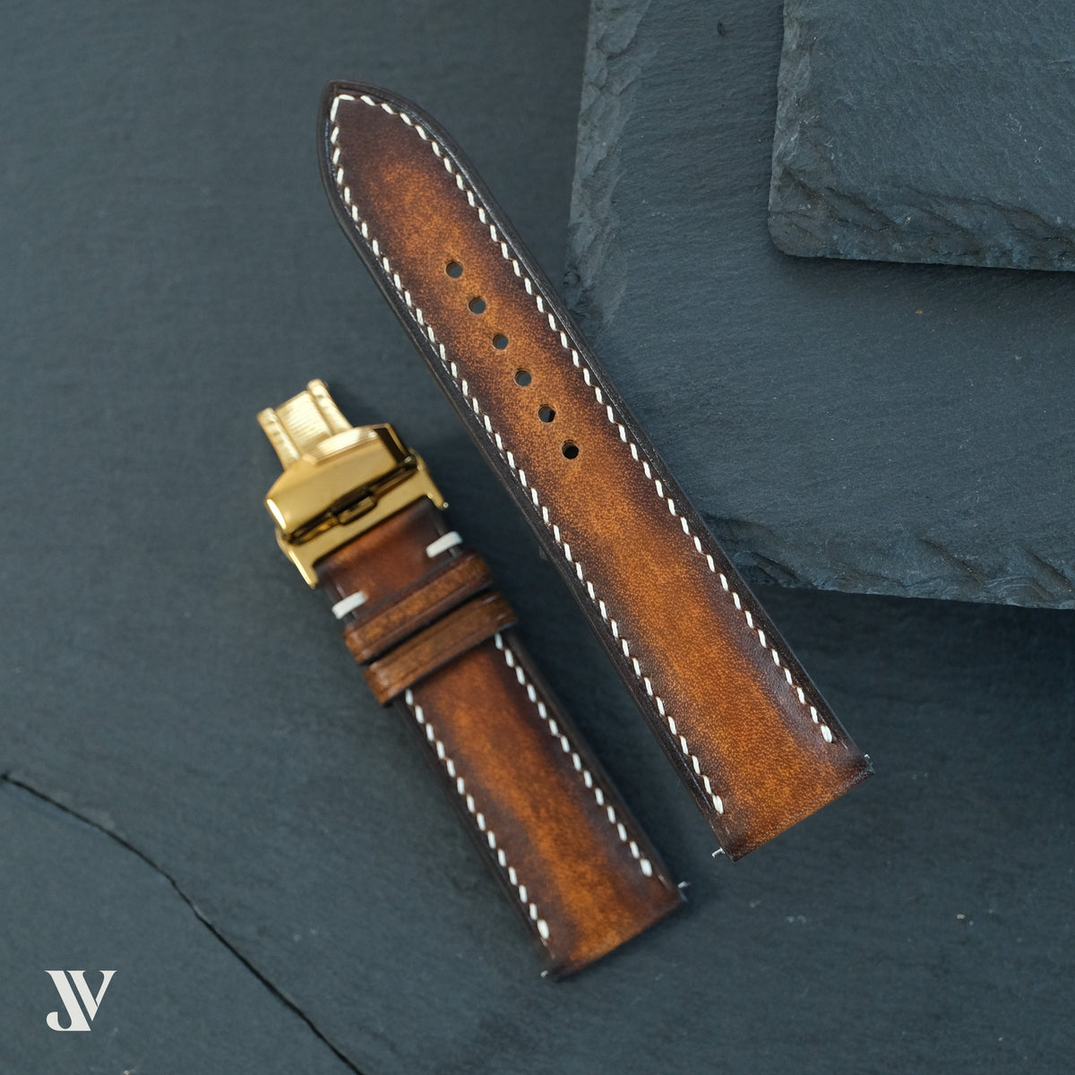 Patina Cognac Brown Vegetable-Tanned Leather Watch Strap — original product photo