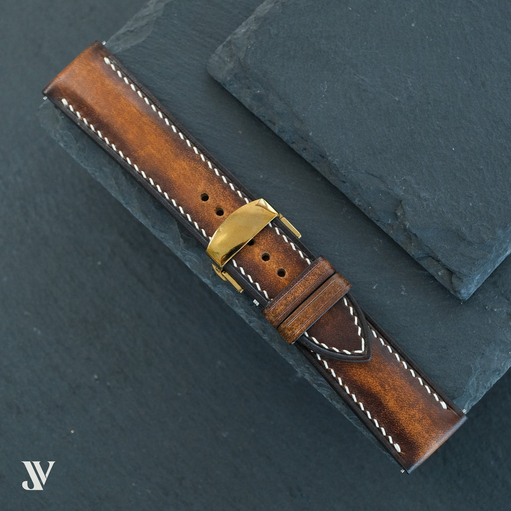 Patina Cognac Brown Vegetable-Tanned Leather Watch Strap — original product photo