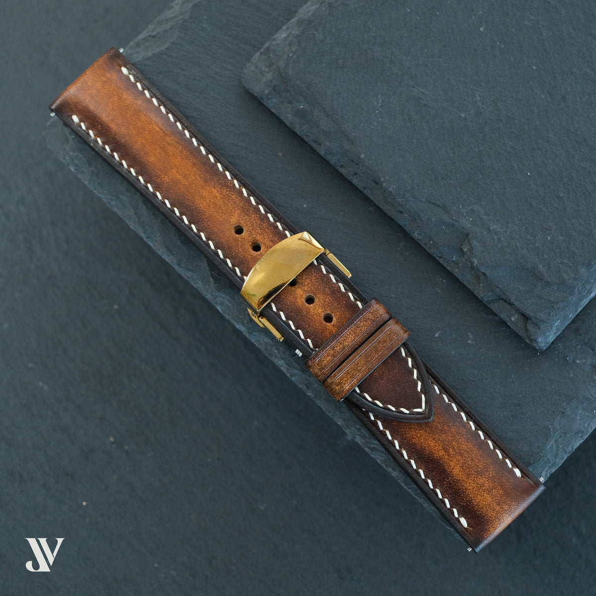 Patina Cognac Brown Vegetable-Tanned Leather Watch Strap — original product photo