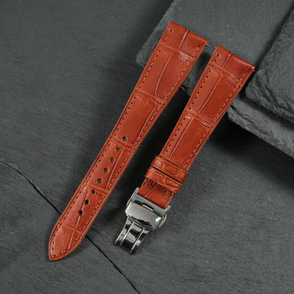 Orange Alligator Leather Watch Strap