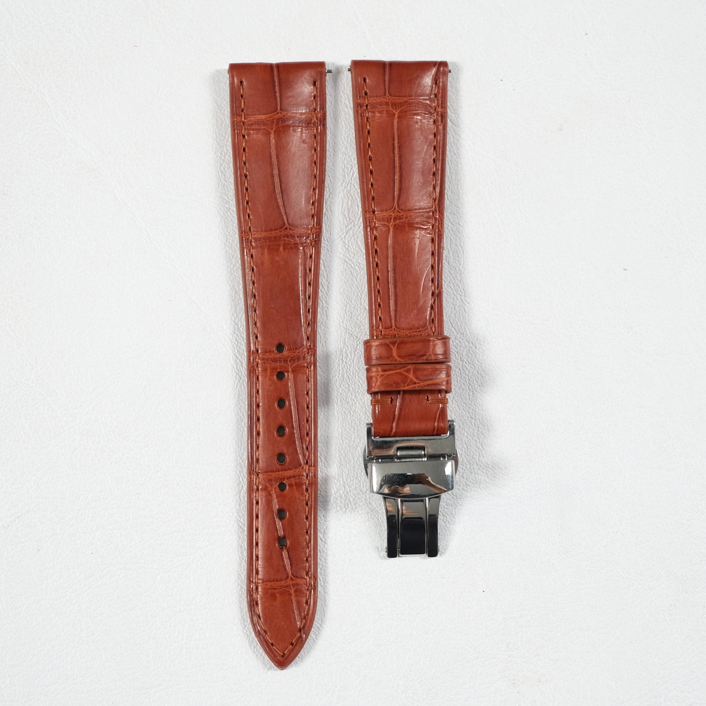 Orange Alligator Leather Watch Strap