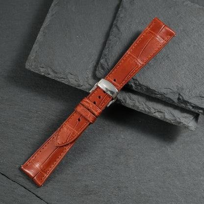 Orange Alligator Leather Watch Strap
