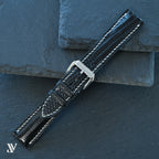 Black Lizard Leather Watch Strap — original product photo
