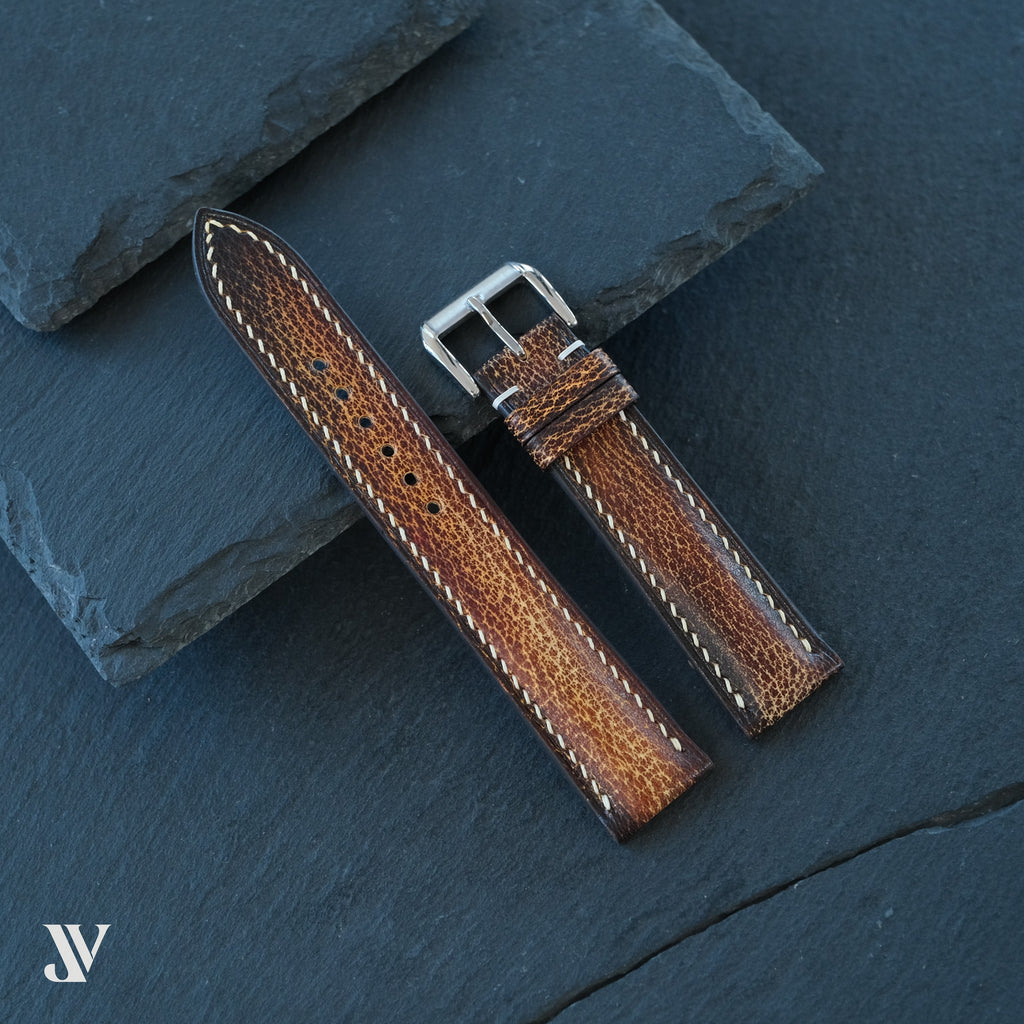 Amber Brown Patina Cowhide Leather Watch Strap — original product photo