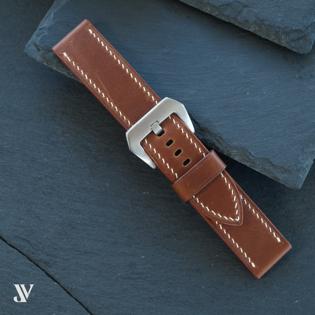 Chestnut Pull-Up Cowhide Leather Watch Strap — original product photo