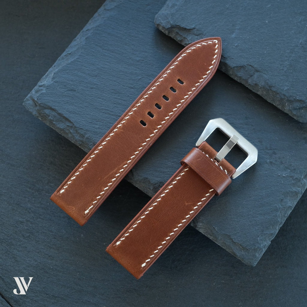 Chestnut Pull-Up Cowhide Leather Watch Strap — original product photo