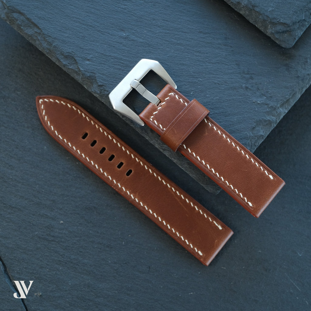 Chestnut Pull-Up Cowhide Leather Watch Strap — original product photo