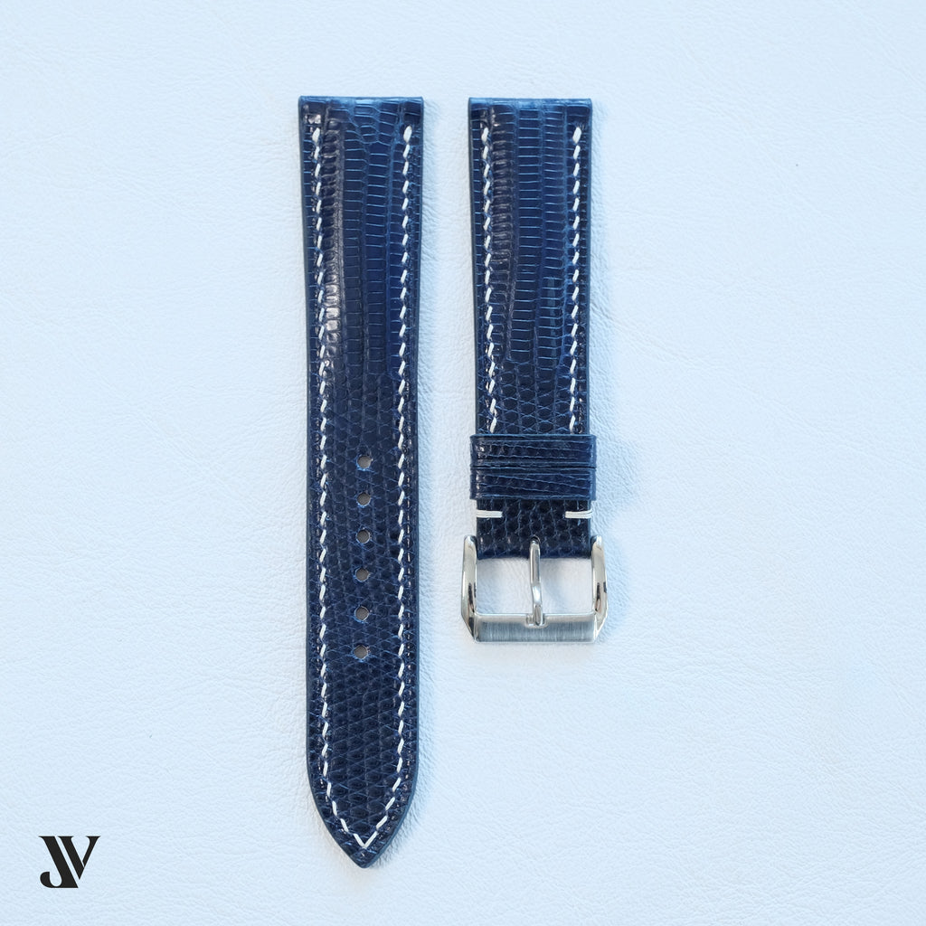 Navy Blue Lizard Leather Watch Strap — original product photo