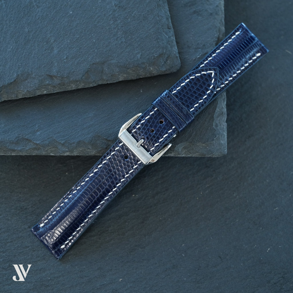 Navy Blue Lizard Leather Watch Strap — original product photo