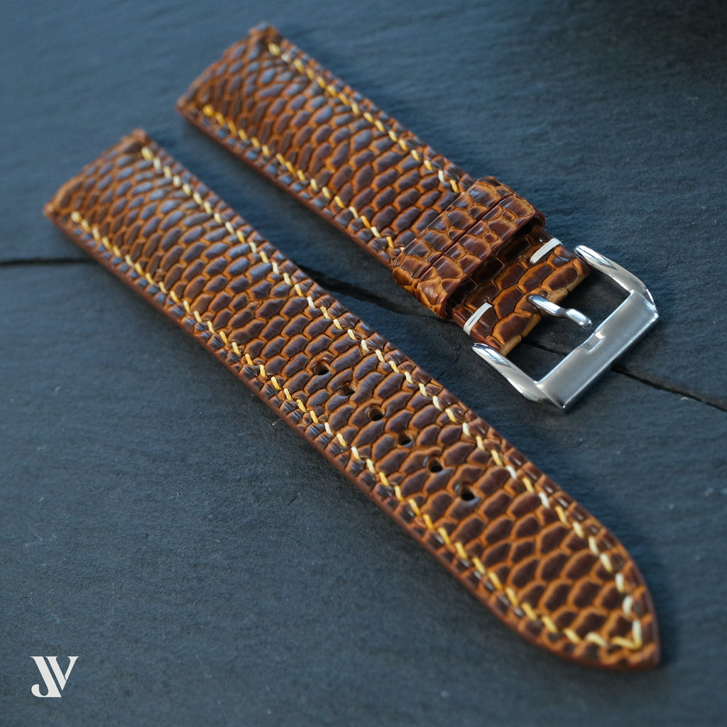 Cognac Beaver Leather Watch Strap — original product photo