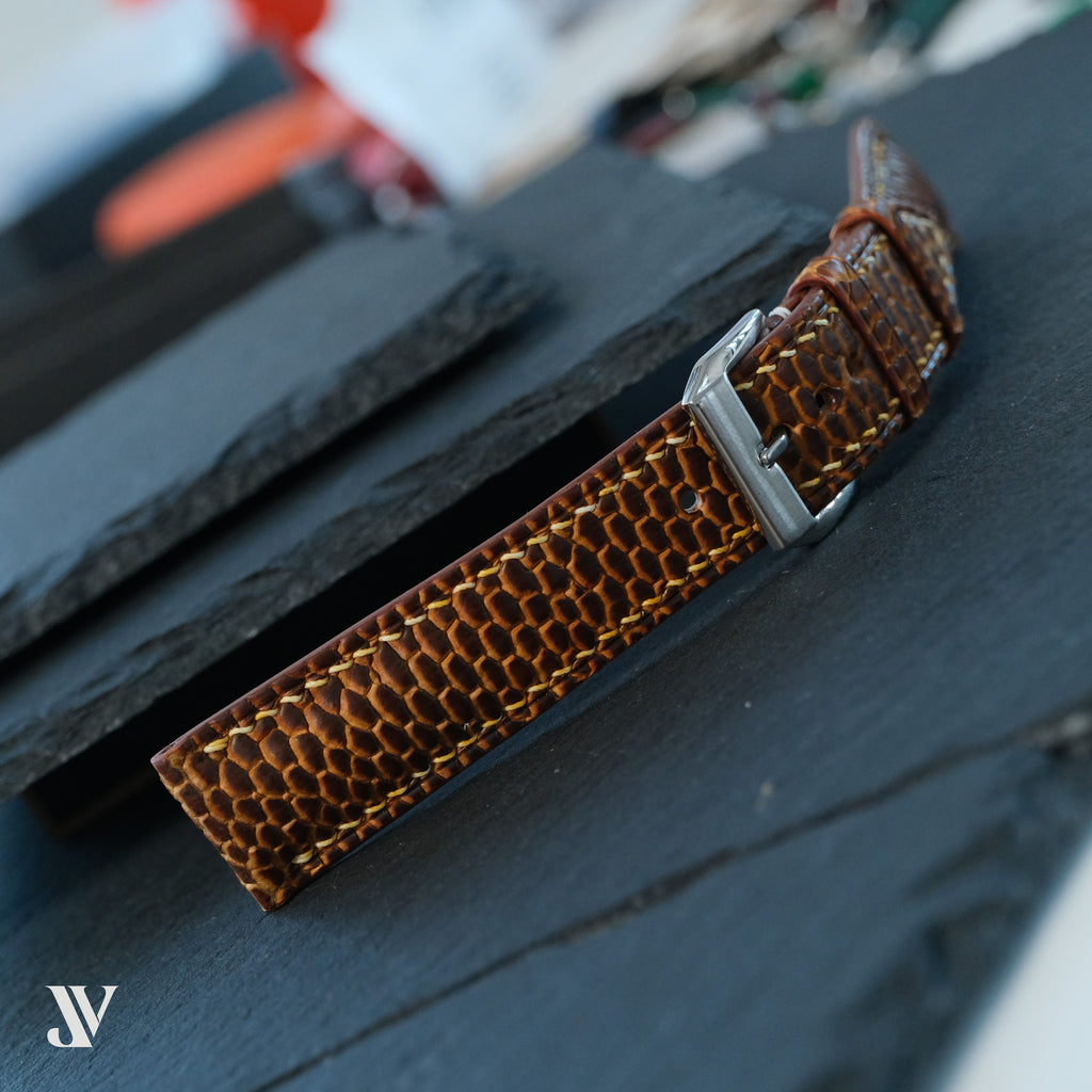 Cognac Beaver Leather Watch Strap — original product photo