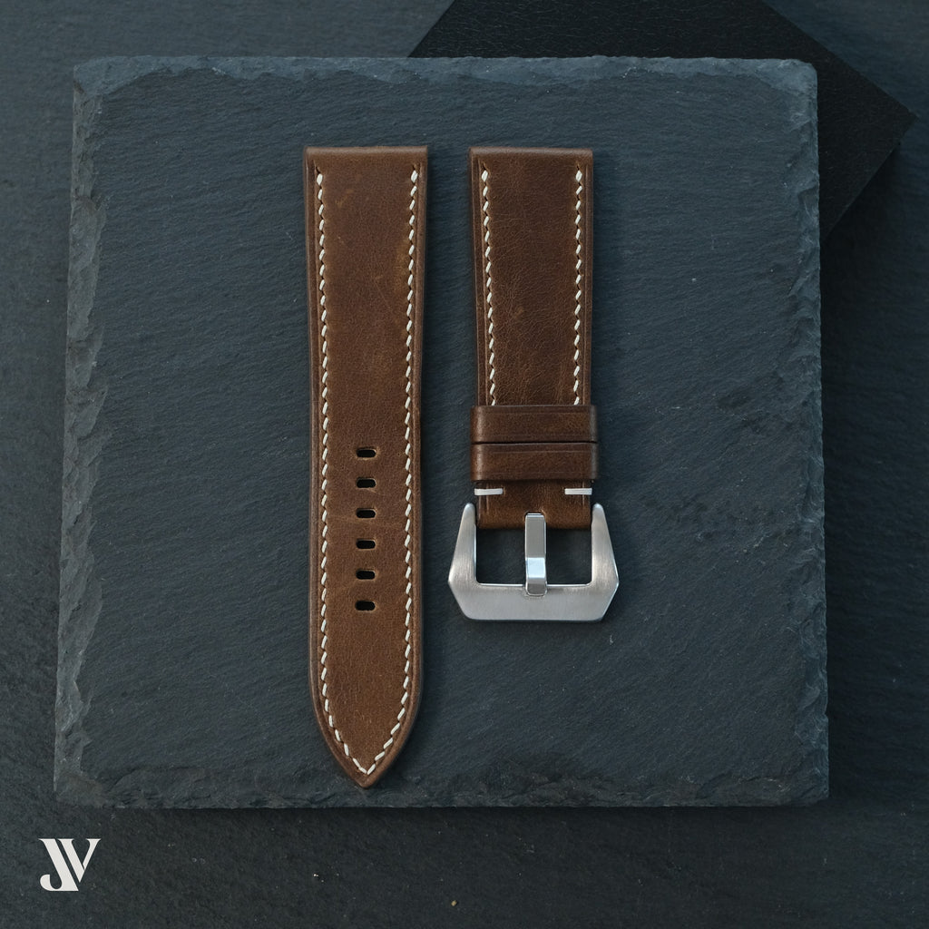 Tobacco Brown Pull-Up Cowhide Leather Watch Strap — original product photo