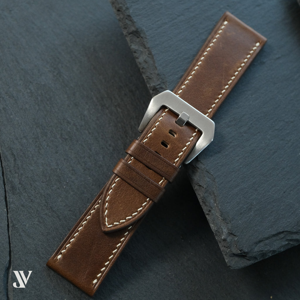 Tobacco Brown Pull-Up Cowhide Leather Watch Strap — original product photo