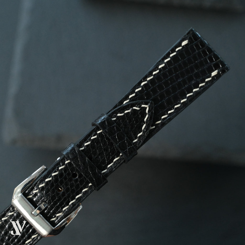 Black Lizard Leather Watch Strap — original product photo