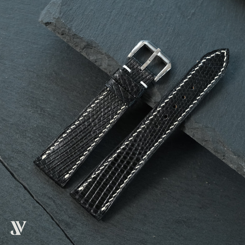 Black Lizard Leather Watch Strap — original product photo