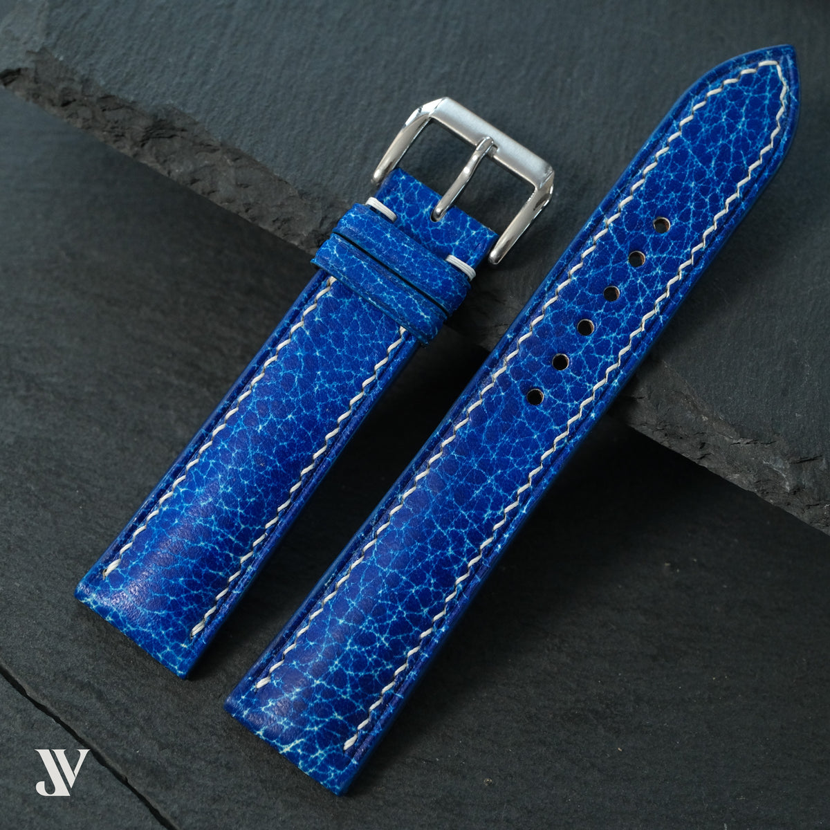 Royal Blue Patina Cowhide Leather Watch Strap — original product photo