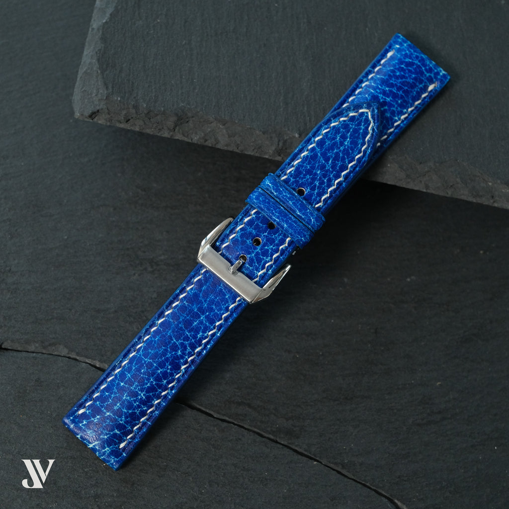 Royal Blue Patina Cowhide Leather Watch Strap — original product photo