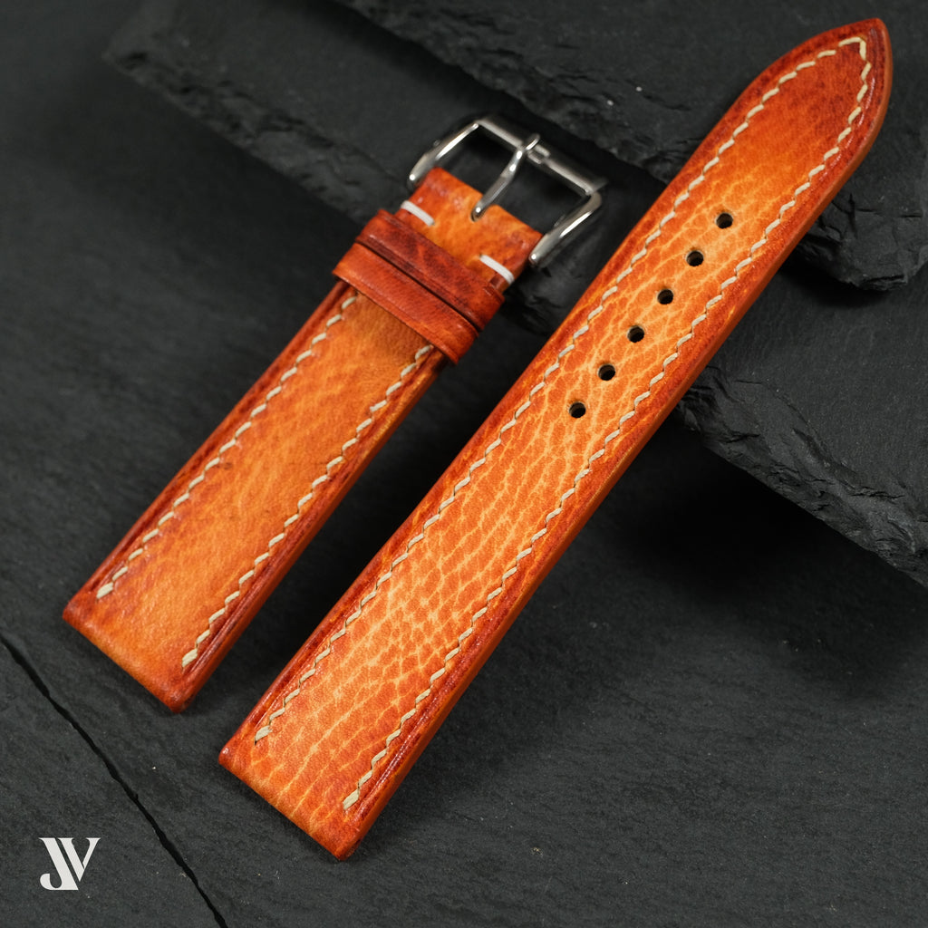 Burnt Orange Vegetable-Tanned Leather Watch Strap — original product photo