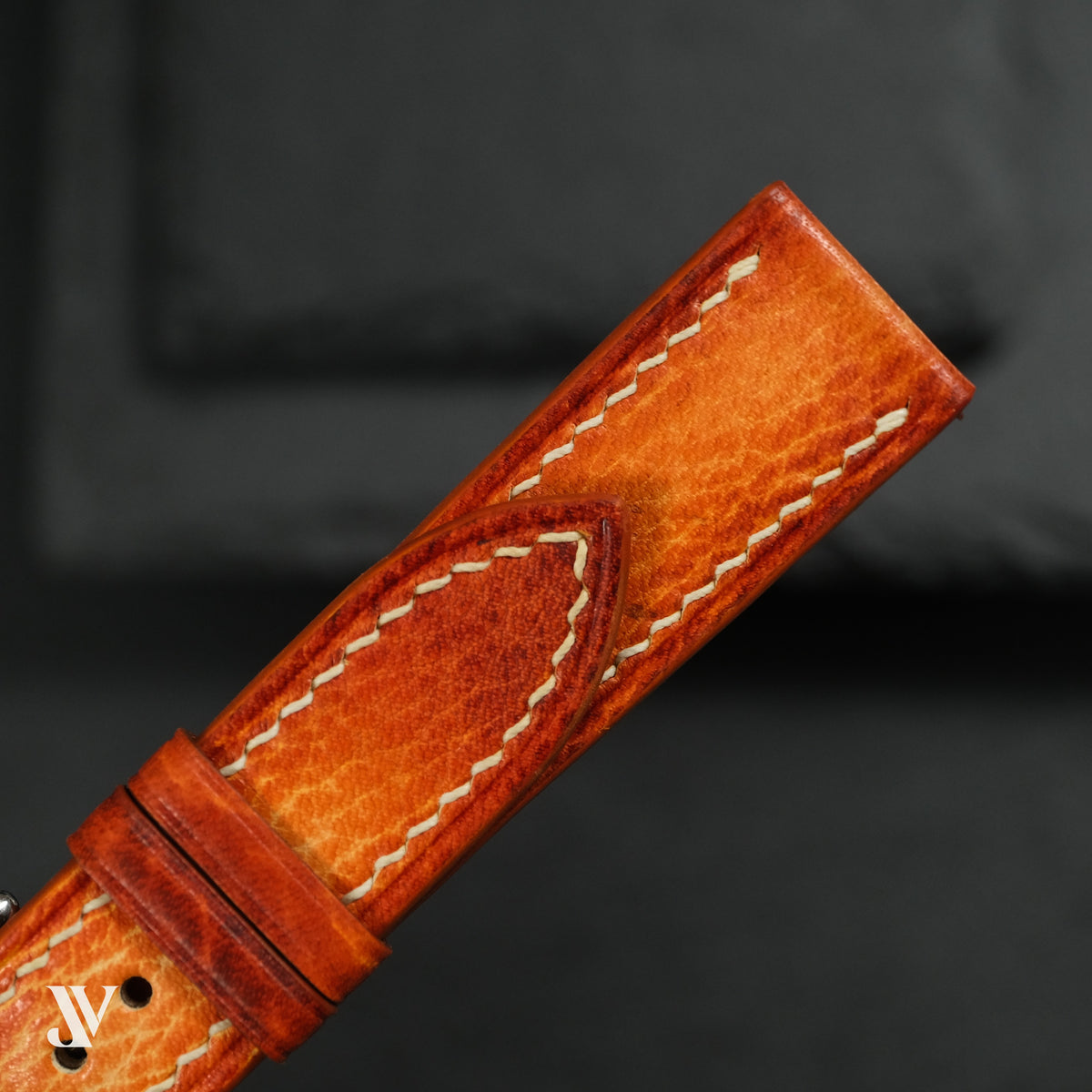 Burnt Orange Vegetable-Tanned Leather Watch Strap — original product photo