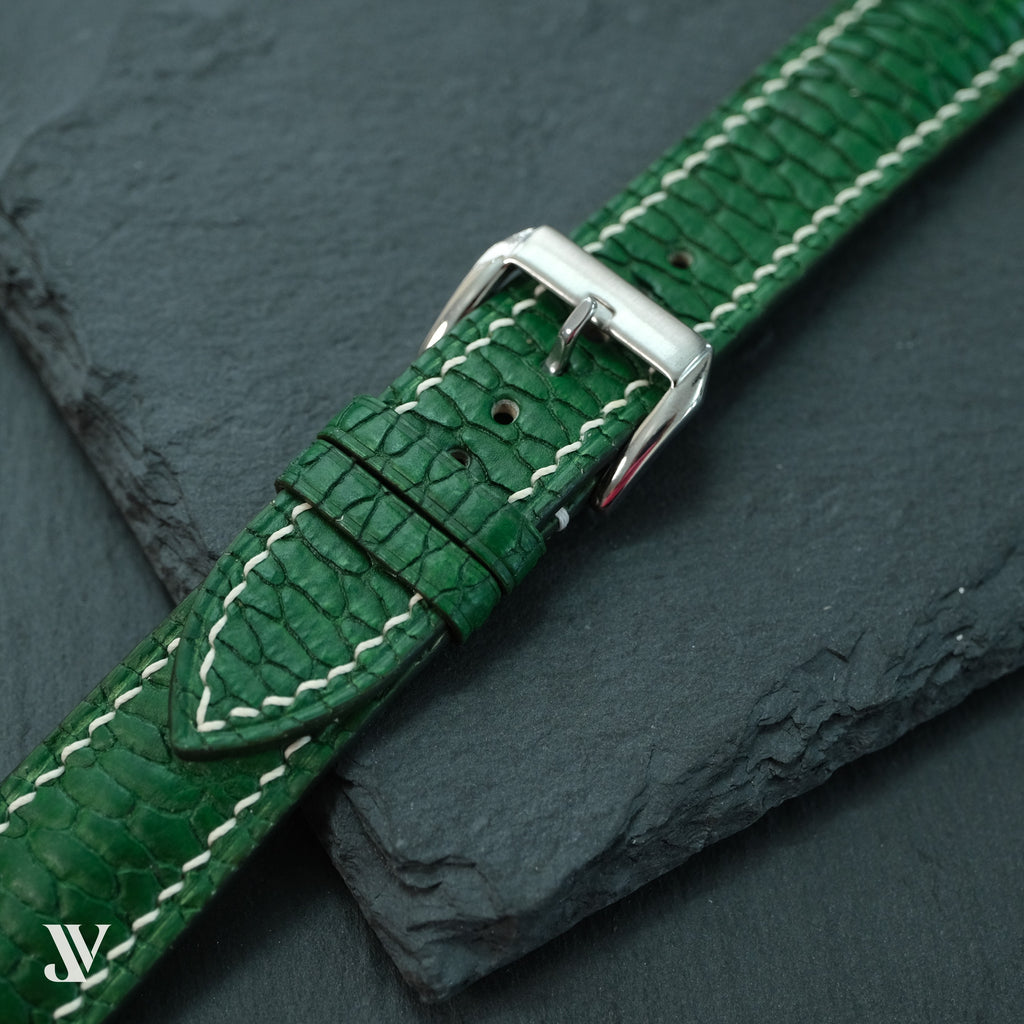 Emerald Green Beaver Leather Watch Strap — original product photo
