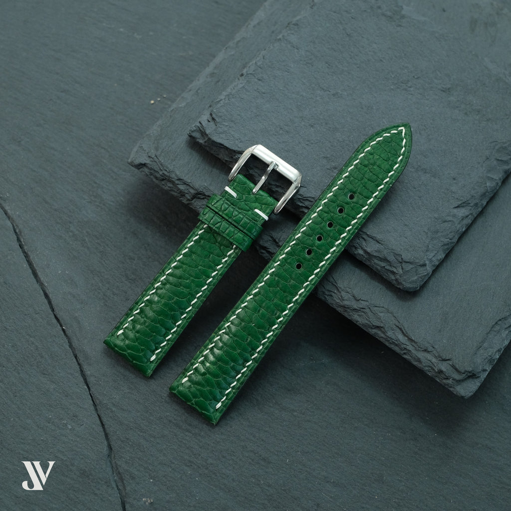 Emerald Green Beaver Leather Watch Strap — original product photo