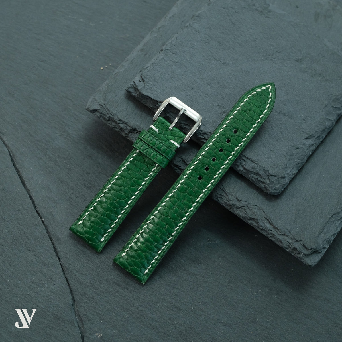 Emerald Green Beaver Leather Watch Strap — original product photo