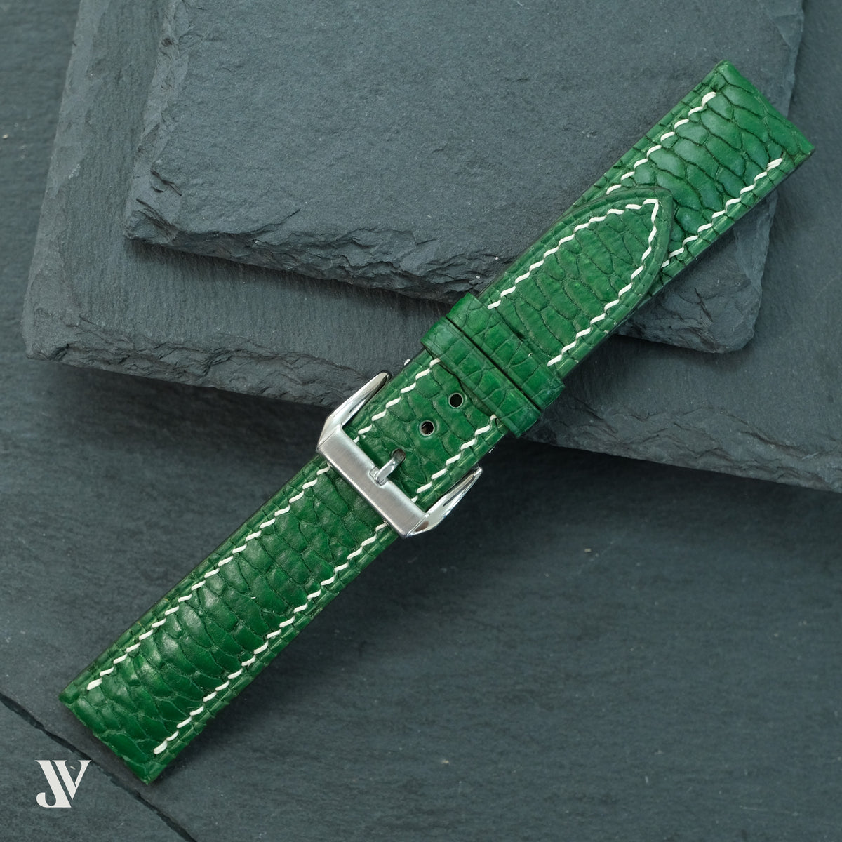 Emerald Green Beaver Leather Watch Strap — original product photo