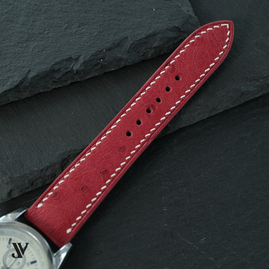 Red Ostrich Leather Watch Strap - Custom Made to Order — original product photo