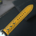 Yellow Blue Ostrich Leather Watch Strap — original product photo