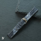 Black & Grey Ostrich Leg Leather Watch Strap — original product photo