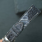 Black & Grey Ostrich Leg Leather Watch Strap — original product photo