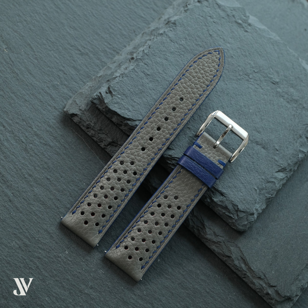 Grey Togo Calfskin Rally Watch Strap — original product photo