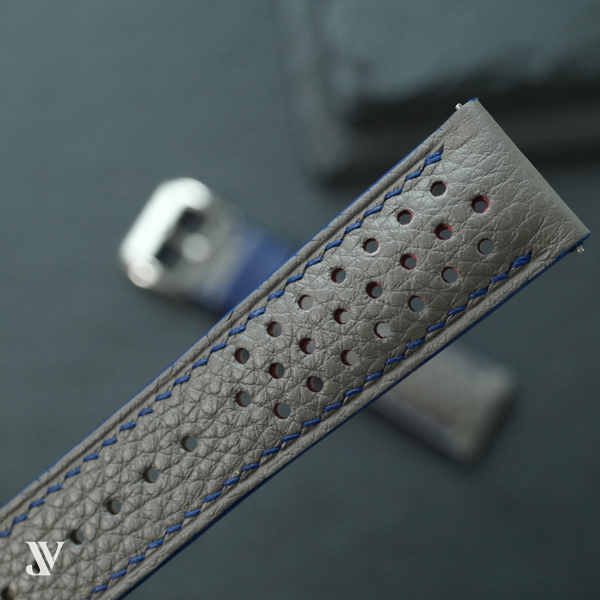 Grey Togo Calfskin Rally Watch Strap — original product photo