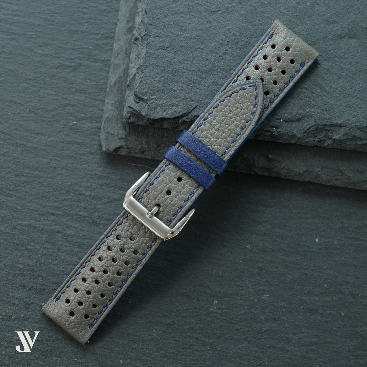 Grey Togo Calfskin Rally Watch Strap — original product photo