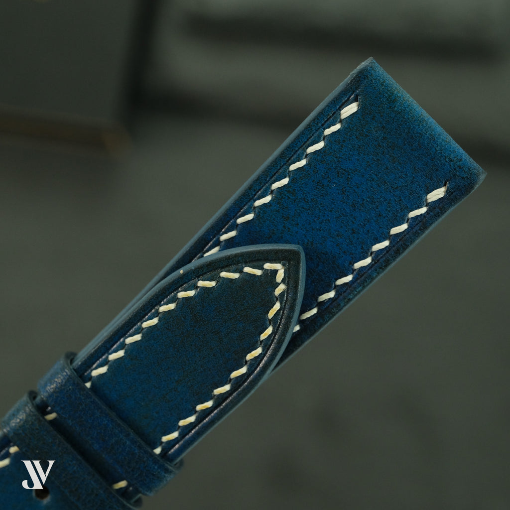 Blue Vegetable-Tanned Leather Watch Strap — original product photo