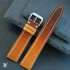 Tan Brown Patina Cowhide Leather Watch Strap — original product photo