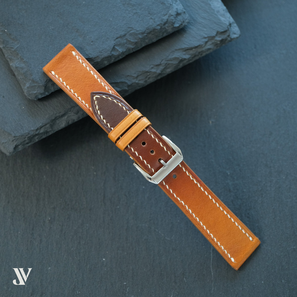 Tan Brown Patina Cowhide Leather Watch Strap — original product photo