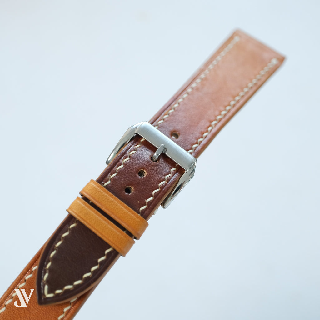 Tan Brown Patina Cowhide Leather Watch Strap — original product photo