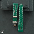 Green Gray Epsom Rally Leather Watch Strap — original product photo