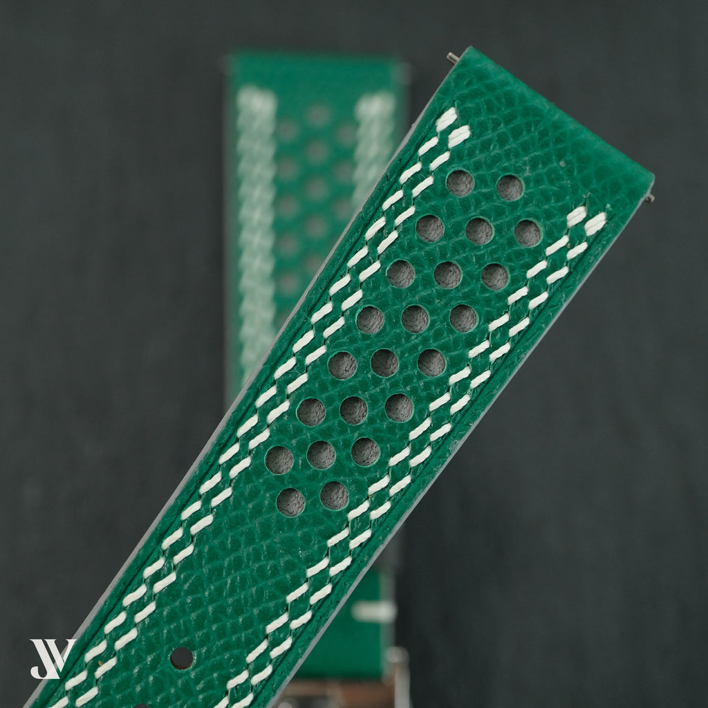 Green Gray Epsom Rally Leather Watch Strap — original product photo