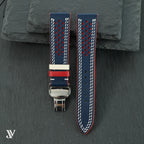 Navy Red Epsom Rally Leather Watch Strap — original product photo