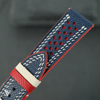 Navy Red Epsom Rally Leather Watch Strap — original product photo